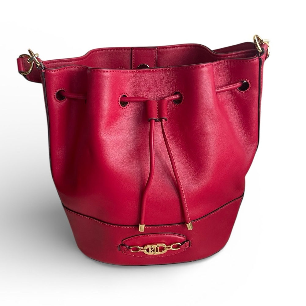 Ralph Lauren Andie Red Leather Bucket Bag